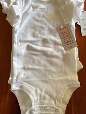 Carters just one you white baby onesies 3 months lot of 3 NWT